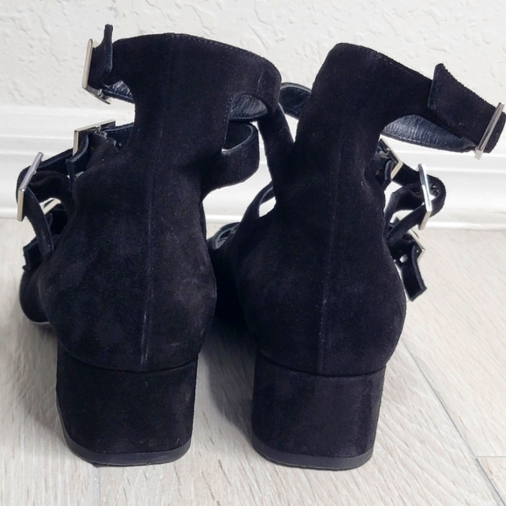 SAINT LAURENT Suede Babies Buckle Sandals In Black 37/7. - Picture 4 of 14